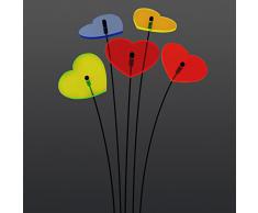 SUNPLAY Sonnenfänger Herzen im FARBMIX, 5 Stück zu je 5 cm Durchmesser im Set + 35 cm Schwingstäbe