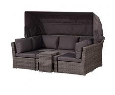 Strandkorbwerk Vienna Loungegruppe mit Dach in Cubu Grey Mix 5-teilig