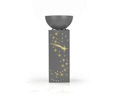 EASYmaxx Dekosäule mit Pflanzschale | Sternschnuppen-Design mit LED-Beleuchtung | Blumen Dekoration | Wohnzimmer, Garten, Terrasse [graue Beton-Optik ]