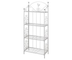 Anself Blumenregal Gartenregal Regal aus Stahl mit 4 Ablageflächen Weiß