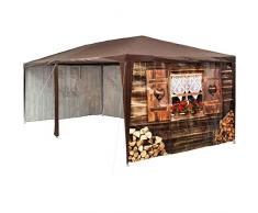 TecTake 402985 Pavillon Almhütte 3x6 m, 6 abnehmbare Seitenteile, Wasserabweisendes Material
