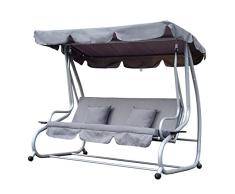 Outsunny Hollywoodschaukel Gartenschaukel 3-Sitzer Liegefunktion Stahl Grau 200x120x164cm
