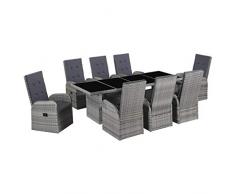 Festnight Garten-Essgruppe 25-TLG. | Ratten Sitzgruppe | Gartengarnitur Sitzgarnitur | Gartenset Essgruppe | Terrassenmöbel Gartenmöbel | Gartenmöbelset | Grau Poly Rattan mit Stahlrahmen