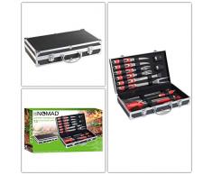 Edelstahl Grillbesteck-Set 15-teilig inklusive Koffer (Grill-zubehör, Grillzange, Grill-Set, Barbecue-Besteck)