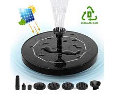 Aidodo Solar Springbrunnen,3.5W Teichpumpe mit Solar Panel Eingebaute 1500 mAh Batterie Wasserpumpe Solar Schwimmender Fontäne Pumpe mit 6 Fontänenstile für Gartenteich Oder Springbrunnen Vogel-Bad