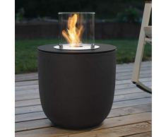 muenkel design Vigo – Bio-Ethanol Feuerstelle Gartenfackel Terrassenfeuer mit Round Burner 250 Brennkammer – Korpus Asphalt-schwarz
