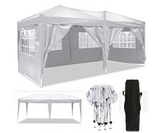 Hiriyt Pavillon Falt Pavillon 3x3m/ 3x6m Wasserdicht Faltbare Gartenpavillon Festival Sonnenschutz Faltpavillon, UV-Schutz 50+ Ideal für Garten, Terrasse, Grillpartys, 6 Farben (3x6m/Weiß)
