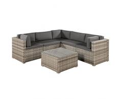 ArtLife Polyrattan Lounge Sitzgruppe Nassau beige-grau mit Bezügen in Dunkelgrau