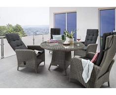 Destiny Sitzgruppe Luna Vintage Grau Garnitur Gartenmöbelset Polyrattan 9teilig