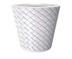 Kreher XXL Pflanzkübel mit 60 cm Durchmesser und 59 cm Höhe! Aus Kunststoff in Weiß in moderner Flecht-Optik. Als XXL Topf für Bäumchen, Gräser oder als Mini-Teich für Garten und Terrasse!