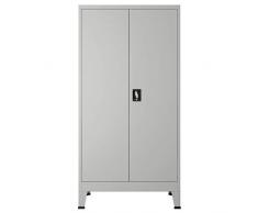 Festnight Büroschrank mit 2 Türen Metallschrank Stahlschrank Werkzeugschrank Spind Lagerschrank Stahl 90 x 40 x 180 cm Grau