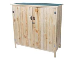 Mendler Geräteschrank HWC-D56, Gerätehaus Gartenschrank Gartenschuppen 120x115x55cm ~ naturbraun