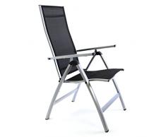 Nexos ZGC34483_SL04 4er Set Deluxe Alu Stuhl extrabreit Klappstuhl Gartenstuhl Verstellbar Schwarz Hochlehner XL,