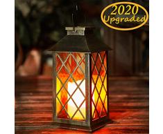 Solar Laterne mit LED Kerze und Täuschend echt Wirkenden Flacker-Effekt, OxyLED IP44 Festive Light für Deko Garten(1 Stück)