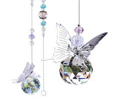 H&D 30 mm Kristallkugel Prisma Regenbogenmacher Sonnenfänger zum Aufhängen Fenster Schmetterling Dekoration Geschenk