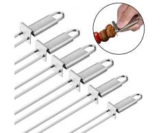 TEPSMIGO Schaschlikspieße,Grillspieße Edelstahl,Schaschlikgrill,Metall Grill Spieße(6PC)