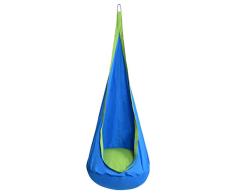 COSTWAY Hängeschaukel Hängesitz Hängehöhle Hängesessel Kinderhängesitz Kinder Fly Schaukel mit Sitzkissen (Blau)
