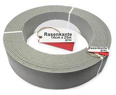 Rakaflex Stabile Rasenkante Beetumrandung Beeteinfassung Mähkante Profilkante (ca. 14 cm hoch x 25 m lang, grau)