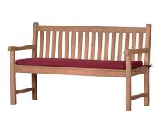 Rote Bankauflage Kanaria - 110 x 47 cm ✓ Bank-Polster aus 100% strapazierfähigem Polyester ✓ 6 cm dick, bequemes Bankkissen ✓ Polster-Auflage als Sitzpolster & als Gartenbank-Auflage ✓ Pflegeleicht