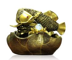 CJshop Zimmerbrunnen Indoor Desktop Brunnen Messing Harz Fisch Rotierenden Ball Wohnzimmer Schreibtisch Oberfläche Dekoration Feng Shui Ornamente Zierbrunnen