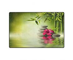 MNSRUU Bambus-Teppich mit Blumen-Zen-Motiv, rutschfeste Fußmatte für Kinderzimmer, Wohnzimmer, Schlafzimmer, Textil, Multi, 50 x 80 cm(1.7 x 2.6 ft)