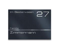 Metzler Moderne Edelstahl Hausnummer in Anthrazit matt (RAL 7016) - Türschild aus Edelstahl - Namensschild