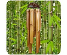 Simandra Windspiel Klangspiel Bambus Deko Mobile Klangröhren Klang-Spiel Entspannung Garten Türglocke Feng Shui 75/30 cm