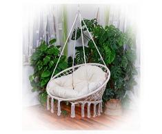 ASS Hängesessel Catalina extragroß 100cm Durchmesser Stoffsessel Schwebesessel Hängekorb zum Aufhängen mit extrem großen gemütlichen Kissen