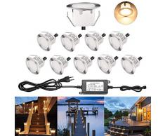 RSWLED 10er Set LED Bodeneinbaustrahler Ø45/Ø30mm Aussen Terrassen Einbaustrahler 12V IP67 Wasserdicht Bodeneinbauleuchten für Küche Garten Treppen Balkon Terrasse (Warmes Weiß - 10er Set, Ø45mm)