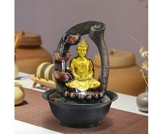 PZON Tischbrunnen, Buddha sitzend 3 Kaskadenbrunnen - Wasser Feature Dekoration Aquarium Zen Relaxation Luftbefeuchter Meditation für Home Office