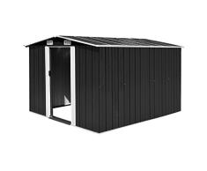 Festnight Geräteschuppen 257×298×178 cm Metall Grün aufbewahrungsbox Garten Geräteschrank Metallgerätehaus
