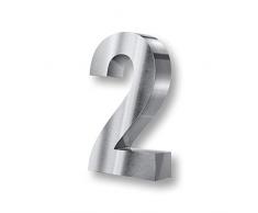 Metzler 3D Hausnummer Edelstahl - wetterfest & pflegeleicht - Außenbereich geeignet - mit Montagematerial - grob geschliffen (2)