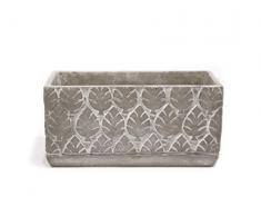 NOOR Living Pflanzschale Beton Optik grau Blätter 3D Haptik rechteckig 24,5x11,5x12cm