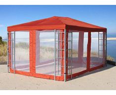 QUICK STAR Rank Pavillon Set 3x4m Metall Garten Partyzelt Terra mit 4 Seitenteilen Moskitonetz