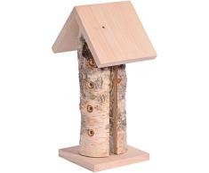 Großes Design Marienkäferhaus aus Holz, Birkenholz-Stamm und Buchenholz-Dach und Boden, Marienkäferhotel 19,5 x 14 x 34 cm