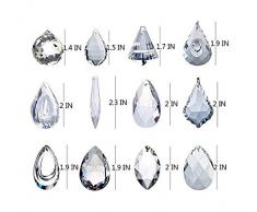 H&D 12 Stück Klar Kristall Kronleuchter Lampe Beleuchtung Tropfen Anhänger Kugeln Prismen zum Aufhängen Glas Prismen Teile Regenbogen sonnenfänger Zuhause Dekor