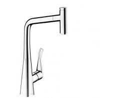 hansgrohe Metris Select Einhebel-Küchenmischer (Komfort-Höhe 320 mm, mit Ausziehauslauf und Schlauchbox) chrom