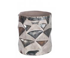 Sitzhocker, ROMANTEAKA, recyceltes Teakholz mit Alu, Natur und silberfarbig,