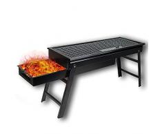 XBR Klappgrill Camping Edelstahl mit Tasche Faltbarer Notebook Tragbarer Grill Faltbar Holzkohlegrills Barbecue Holzkohle Grill Für BBQ Party Garten - 60 * 22 * 33cm