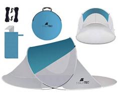 MT MALATEC Strandmuschel Pop Up UV Schutz Wurfzelt leicht Sonnenzelt 10178, Größe:220x120x90 cm