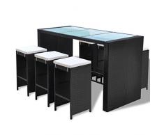 vidaXL Gartenbar 7-TLG. Poly Rattan Gartenmöbel Bartisch Barhocker Barstuhl