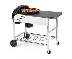 Klarstein Meatpacker XXL - Kugelgrill, Smoker, Holzkohlegrill, Grillwagen, Kugelhaube, 54 cm Durchmesser, verzinkter Stahlrohrrahmen, Abnehmbarer Aschefang, Rollen, Silber-schwarz