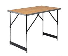 WOLTU® Campingtisch Klapptisch Gartentisch Arbeitstisch Balkontisch höhenverstellbar Aluminium Stahl MDF Hell Eiche CPT8121hei