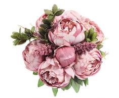 Veryhome Künstliche Blume Pfingstrose Gefälschte Blume Hochzeit Blumenstrauß Dekoration Familie Tabelle Öffentlich Auto Küche Büro Garten Innen Im Freien Braut Begrünung Pflanzen(Cameo Brown Knospe)