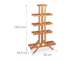 Relaxdays Blumentreppe 5 Ebenen, Aus Holz, Blumenständer für Innen, Mehrstöckig, HBT: 142,5 x 83 x 28,5 cm, Hellbraun