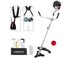 Arebos Benzin 2in1 Rasentrimmer/Motorsense 3PS, 52ccm mit Komfort-Tragegurt und ergonomische Griffe