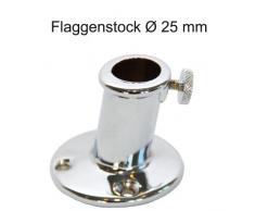 MARETEAM® Flaggenstockhalter Messing verchromt für Ø 25 mm Flaggenstock