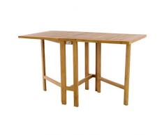 DIVERO GL05527 Klapptisch Balkontisch Gartentisch Esstisch Holz Teak Tisch für Terrasse Balkon Wintergarten witterungsbeständig behandelt massiv klappbar 130x65 cm natur