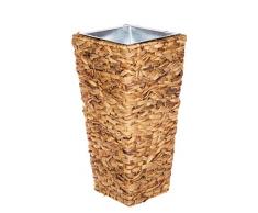 Sarah B Geflecht-Pflanzsäule SDH17145 D Naturfaser Pflanzkübel Pflanzgefäße Blumenkübel Blumentopf für Blumen Naturfaser Rattan Optik inkl Zinksätze für Innen,extra breit, Standfest.