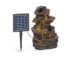 blumfeldt Messina Kaskadenbrunnen Solarbrunnen Gartenbrunnen Zierbrunnen,Solarbetrieb,4 Kaskadenstufen,Indoor & Outdoor,Solarpanel: 9 V / 2,8 W / 17,5 x 14 cm,frostbeständig